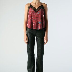 Zadig & Voltaire Christy V neck tank cami Red and Black Lace OUT OF STOCK in XS